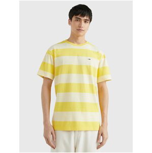 Světle žluté pánské pruhované tričko Tommy Jeans - Pánské
