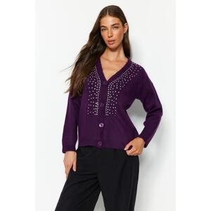 Trendyol Purple Soft Textured Basic Knitwear Cardigan