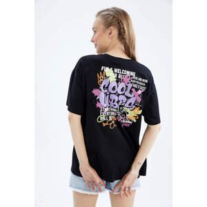 DEFACTO Coool Oversize Fit Crew Neck Back Printed Short Sleeve T-Shirt