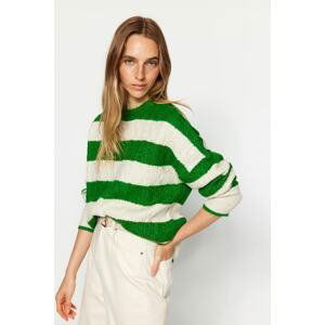 Trendyol Green Wide fit Soft Textured Striped Knitwear Sweater