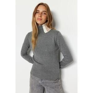 Trendyol Gray Premium/Special Yarn Turtleneck Basic Knitwear Sweater