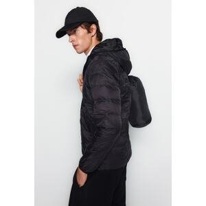 Trendyol Men's Black Regular Fit Water/ Wind Resistant Lightweight Down Jacket with Portable Bag