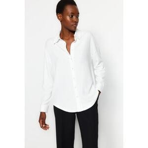 Trendyol Oversized White Crepe Knitted Shirt