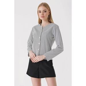 Bigdart 0681 Buttoned Striped Knitted Jacket - White