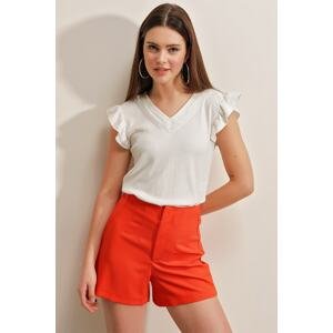 Bigdart 0467 V-Neck Knitted Blouse - White