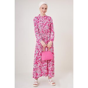 Bigdart 2144 Large Collar Hijab Dress - Fuchsia
