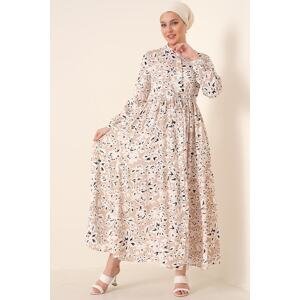 Bigdart 2144 Large Collar Hijab Dress - Cream