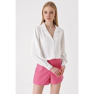 Bigdart 20139 Shawl Collar Woven Shirt - White