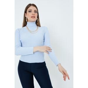 Lafaba Women's Baby Blue Turtleneck Knitwear Sweater