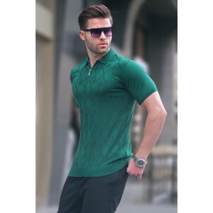 Madmext Patterned Knitwear Green Polo Neck T-Shirt 6357