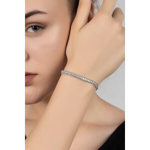 Polo Air With Zircon Stones Adjustable Women's Thin Baguette Watertrack Bracelet Silver