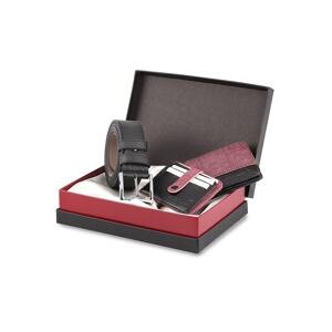 Polo Air Boxed Sports Claret Red Men's Wallet Belt Card Holder Set