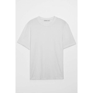 GRIMELANGE Solo Men's Comfort Fit Thick Textured White T-shirt