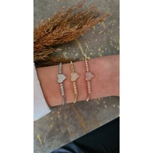 Polo Air Adjustable Heart Bracelet with Zircon Stones Combined Copper Yellow Silver Color