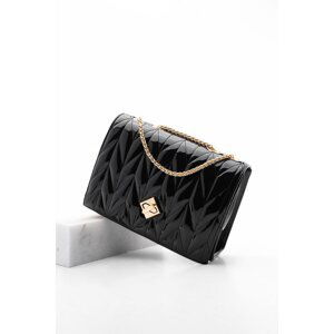 Marjin Women's Gold Color Chain Shoulder Bag Delbin black Patent Leather