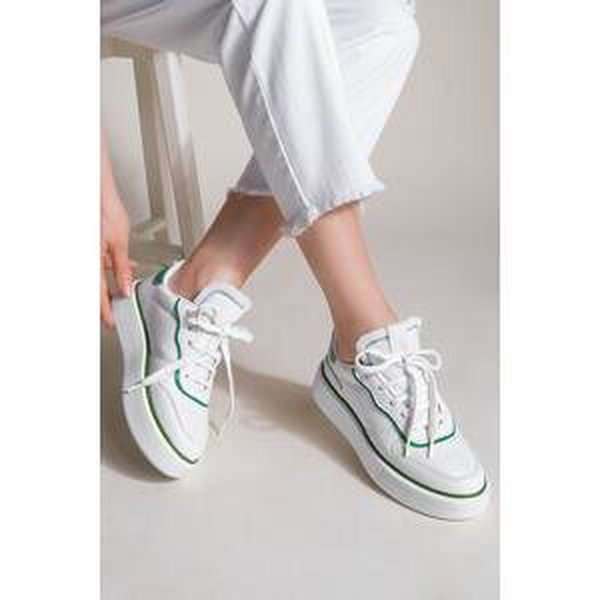 Marjin Women's Sneakers High-Sole Lace-Up Sneakers Lekya green.