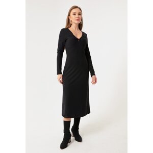 Lafaba Women's Black Midi Knitted Dress
