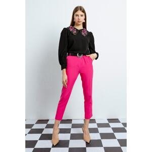 Lafaba Women's Fuchsia High Waist Trousers