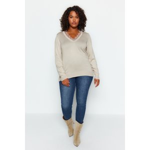 Trendyol Curve Mink Lace Detailed Knitwear Sweater