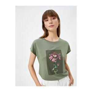 Koton Floral Printed T-Shirt with Short Sleeves