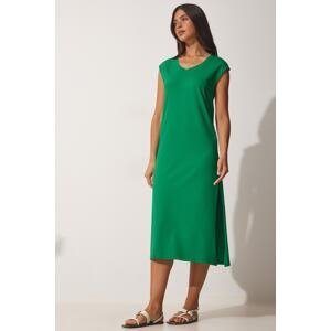 Happiness İstanbul Women's Green Sleeveless Daily Knitted Dress