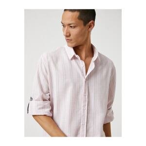 Koton Woven Shirt with Classic Collar Buttons, Roll-Up Detail with Sleeves.