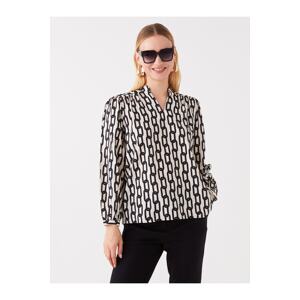 LC Waikiki Women's Scoop Neck Patterned Long Sleeve Oversize Blouse