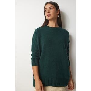 Happiness İstanbul Women's Dark Green Oversized Knitwear Sweater