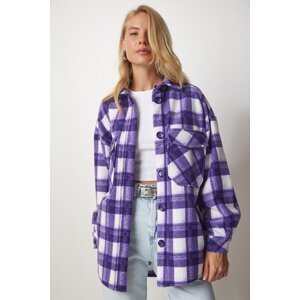 Happiness İstanbul Women's Purple Lumberjack Fleece Shirt Jacket