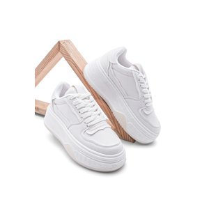 Marjin Women's Sneakers High Sole Lace-Up Sneakers Nefuz White