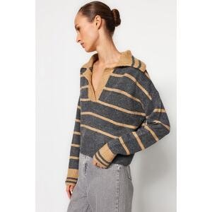Trendyol Camel Soft-Texture Striped Knitwear Sweater