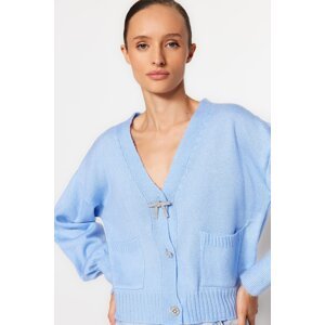 Trendyol Blue Wide Fit Soft Textured Knitwear Cardigan