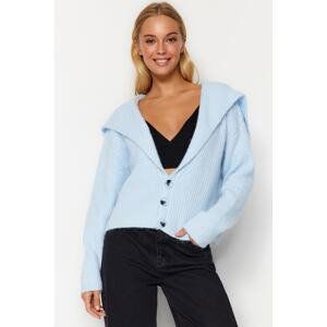 Trendyol Blue Soft Textured Crewneck Knitwear Cardigan