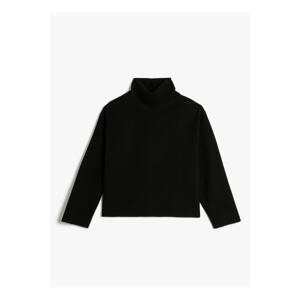 Koton Turtleneck Standard Plain Black Sweater Womens 4WAK30019EK