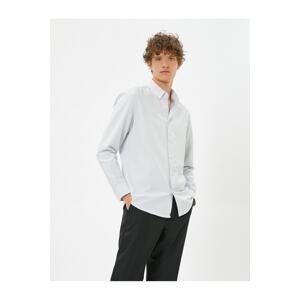 Koton Sports Shirt Slim Fit Minimal Print Detailed Classic Collar Long Sleeve Non Iron