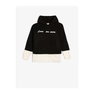 Koton Hooded Knitwear Sweater Color Blocked Embroidered Long Sleeve