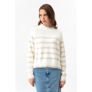 Lafaba Women's Beige Oversize Striped Knitwear Sweater