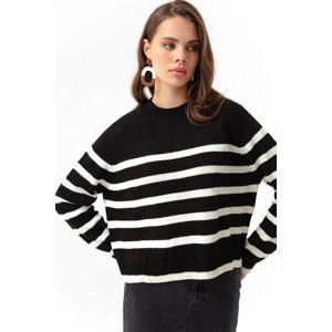 Lafaba Women's Black Oversize Striped Knitwear Sweater