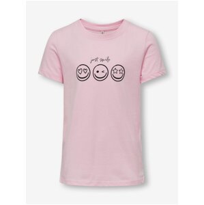 Světle růžové holčičí tričko ONLY Smil - Holky