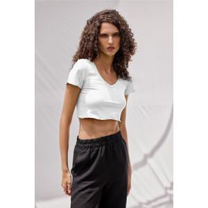 VATKALI V-Neck Crop Top White