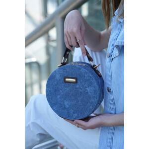 Madamra Blue Denim Women's Round Shoulder Bag