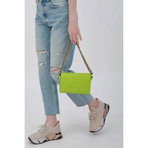 Madamra Light Green Women's Chain Quilted Shoulder Bag