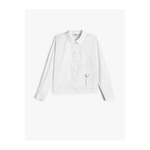 Koton Poplin Shirt Long Sleeve Pocket Detailed Snap Closure Cotton