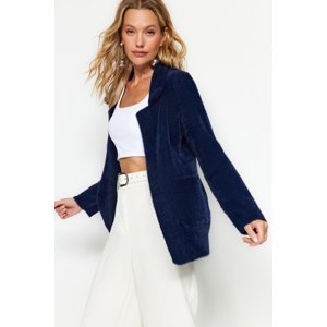 Trendyol Navy Blue Jacket-Formal Pile Knitwear Cardigan