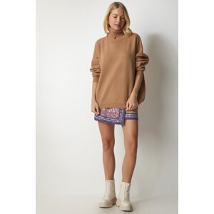 Happiness İstanbul Women's Biscuit Turtleneck Oversized Knitwear Sweater