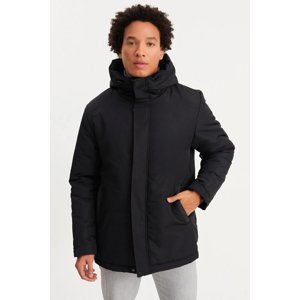 River Club Men's Black Fleece Water And Windproof Hooded Winter Jacket & Coat & Parka.