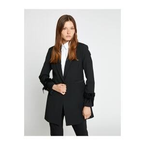 Koton Blazer Jacket with Feather Detailed Sleeves and One Button