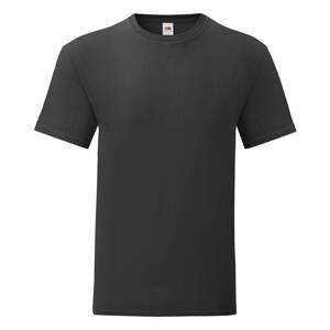 Black men's t-shirt in combed cotton Iconic with Fruit of the Loom sleeve