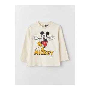 LC Waikiki LCW Baby Crew Neck Long Sleeve Mickey Mouse Printed Baby Boy T-Shirt