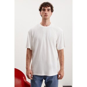 GRIMELANGE Darell Men's Oversize Fit 100% Cotton Thick Textured Printed T-shir